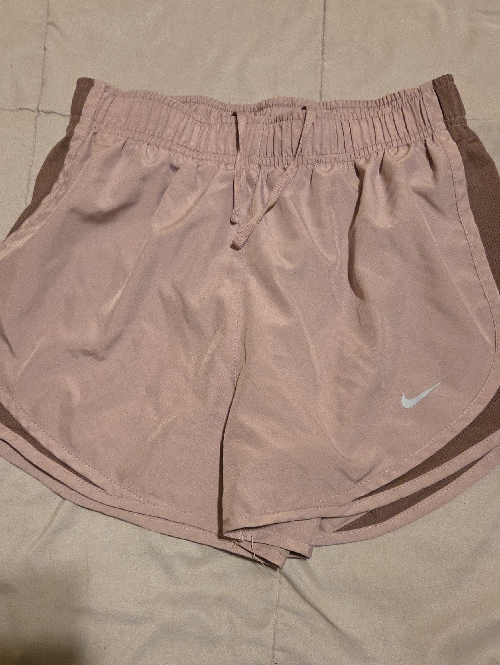 Nike Women’s Dusty Pink Athletic Shorts with Brown Side Panels